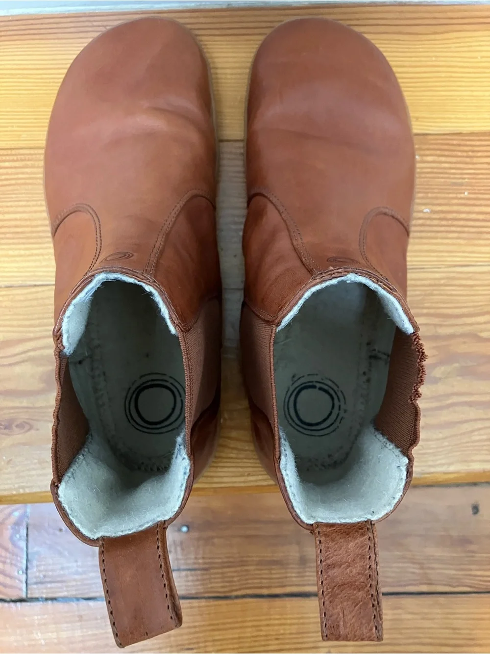 Mukishoes Barefoot Chelsea Boots Caramel Burel Wool Lined Handmade 38